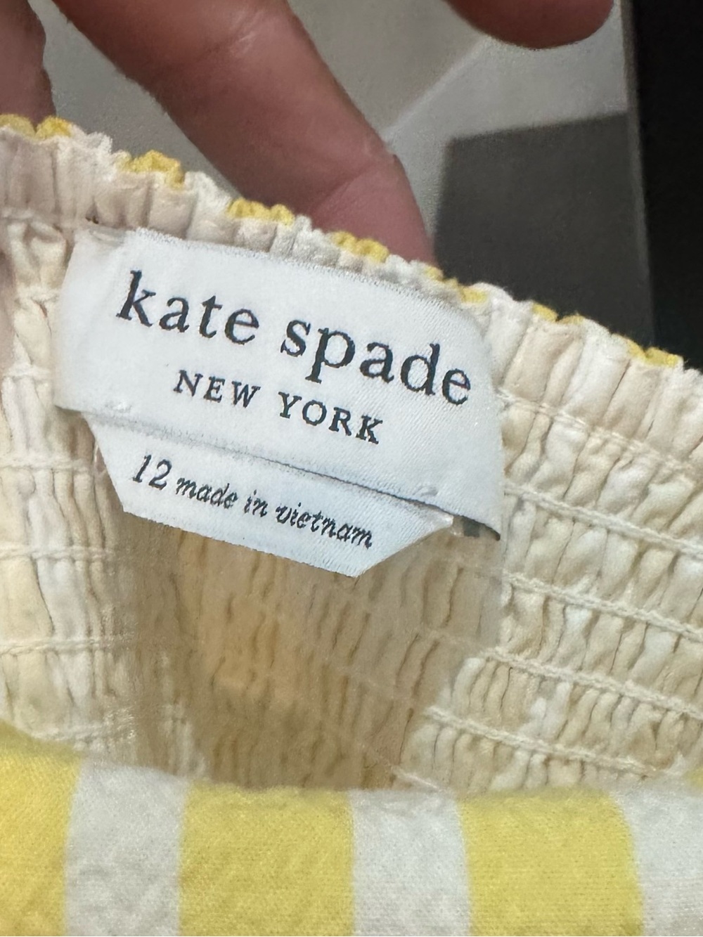Kate Spade yellow and white striped A-lined midi dress - Picture 8 of 8